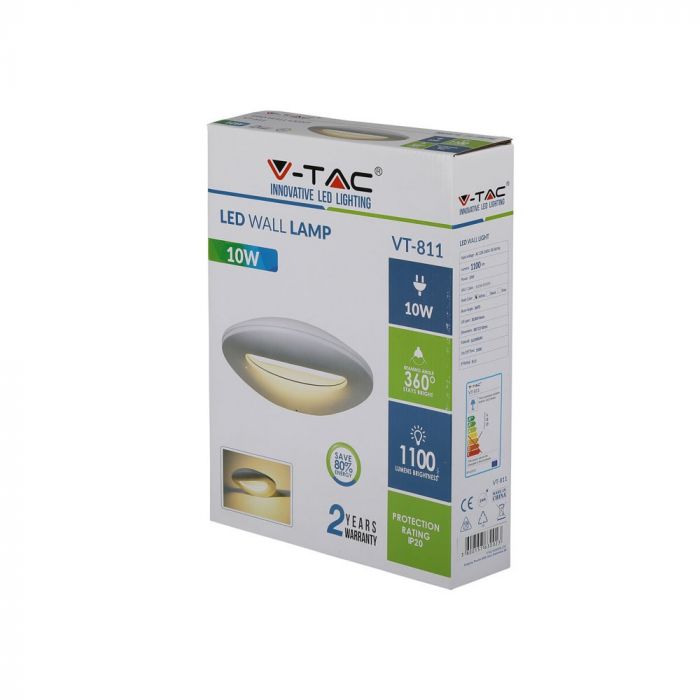 10W(1100Lm) LED fassaadivalgusti, V-TAC, IP65, soe valge valgus 3000K