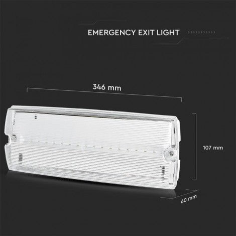 3W(140Lm) LED AVĀRIJAS izeja, V-TAC SAMSUNG, IP65, garantija 5 gadi, auksti balta gaisma 6400K