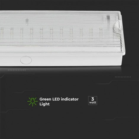 3W(140Lm) LED AVĀRIJAS izeja, V-TAC SAMSUNG, IP65, garantija 5 gadi, auksti balta gaisma 6400K