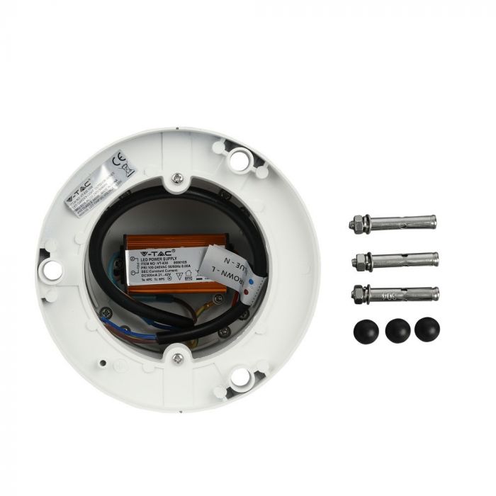 10W(450Lm) LED Dārza lampa, balts korpuss, 25 cm, IP65, V-TAC, neitrāli balta gaisma 4000K