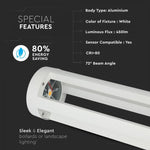 10W(450Lm) LED Dārza lampa, balts korpuss, 80 cm, IP65, V-TAC, auksti balta gaisma 5000K