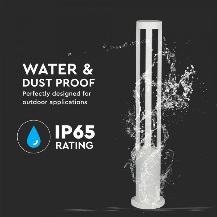 10W(450Lm) LED Dārza lampa, balts korpuss, 80 cm, IP65, V-TAC, auksti balta gaisma 5000K