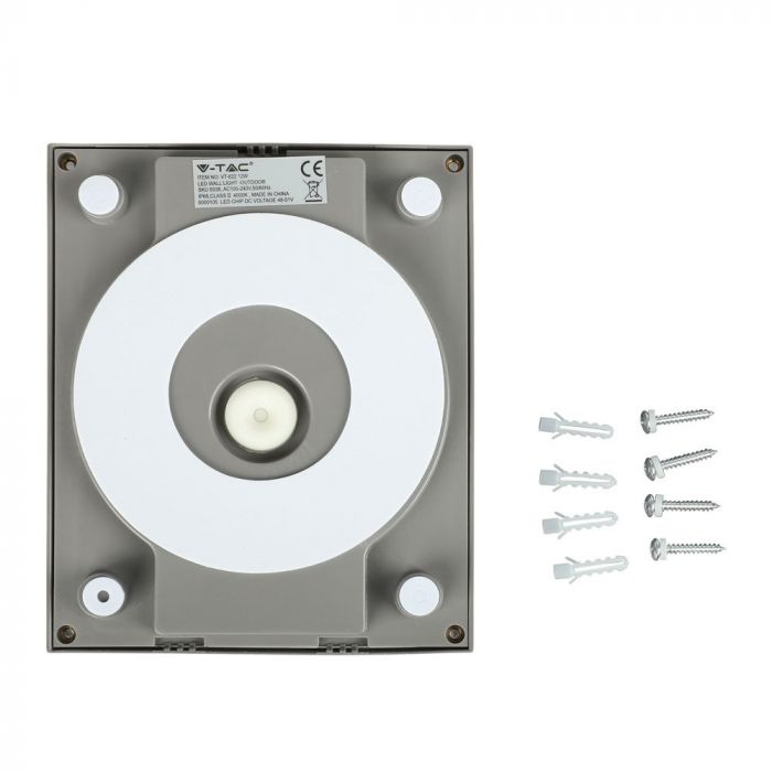 12W(750Lm) LED Fasādes gaismeklis, kvadrāta, V-TAC, IP65, neitrāli balta gaisma 4000K