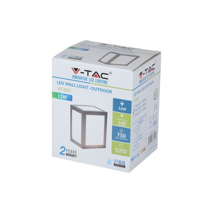 12W(750Lm) LED Facade light, square, V-TAC, IP65, cold white light 6400K
