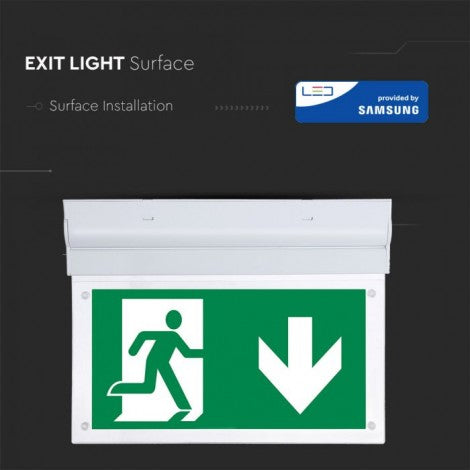 2W(160Lm) LED AVĀRIJAS izeja, V-TAC SAMSUNG, IP20, garantija 5 gadi, auksti balta gaisma 6000K