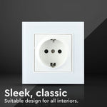 V-TAC EU 16A socket, glass panel, white