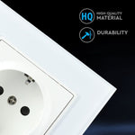 V-TAC EU 16A socket, glass panel, white