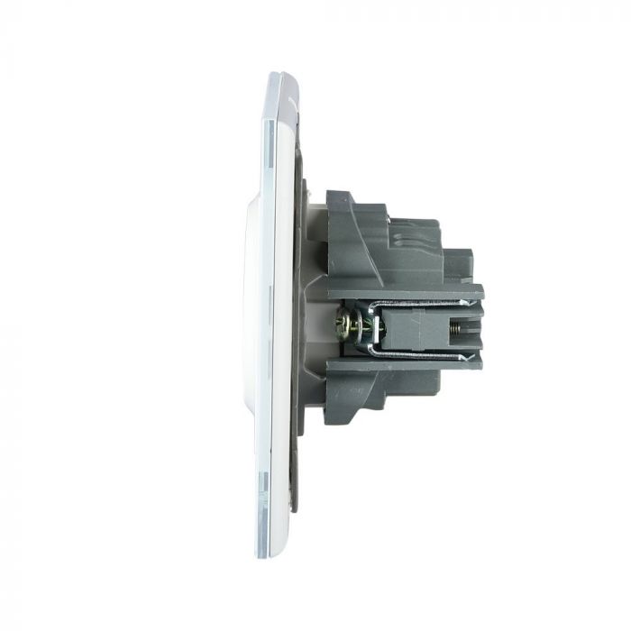 V-TAC EU 16A kontaktligzda, stikla panelis, balta