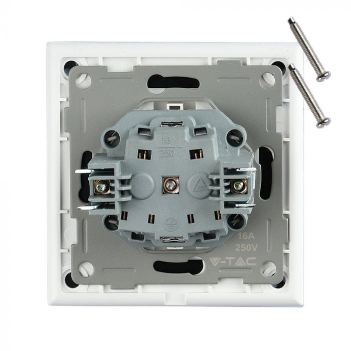 V-TAC EU 16A socket, glass panel, white