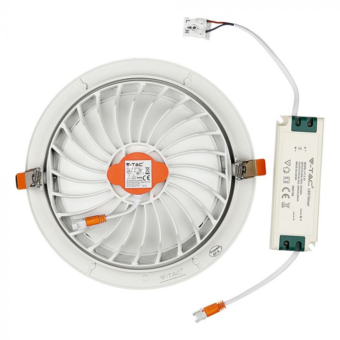 30W (2400Lm) LED infälld takarmatur, V-TAC SAMSUNG CHIP, 5 års garanti, varmvitt ljus 3000K