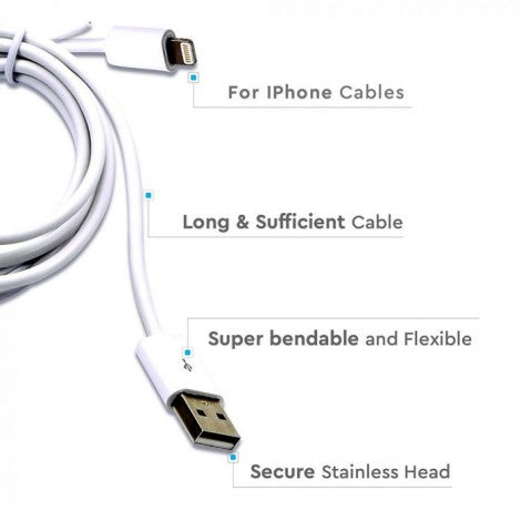 1,5 m USB-kabel vit, tillverkad för Apple-produkter - stöder iPhone, iPad, iPod etc., V-TAC