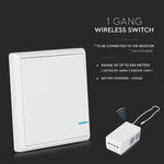Juhtmevaba lüliti, saab ühendada V-TAC Wifi Smart Receiveriga (SKU: 8459), ühildub V-TAC Smart Light, Google Home ja Alexa'ga.
