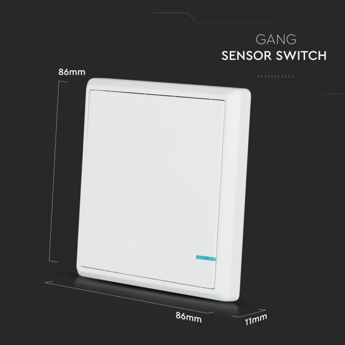 Juhtmevaba lüliti, saab ühendada V-TAC Wifi Smart Receiveriga (SKU: 8459), ühildub V-TAC Smart Light, Google Home ja Alexa'ga.