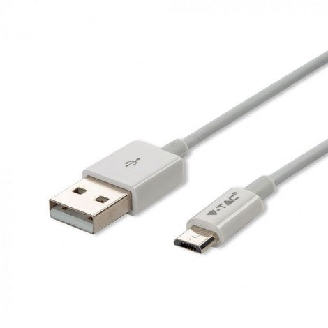 1m 1.0A V-TAC MICRO USB kabelis balts