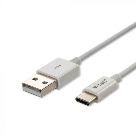 1m 1.0A V-TAC TYPE-C USB kabelis balts