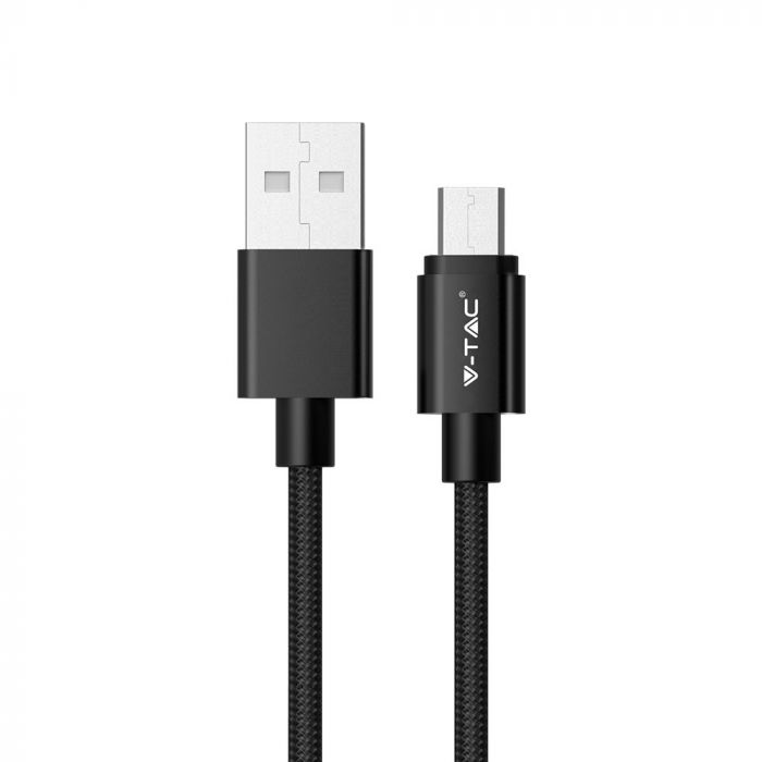 1m 2,4A V-TAC MICRO USB-kabel svart