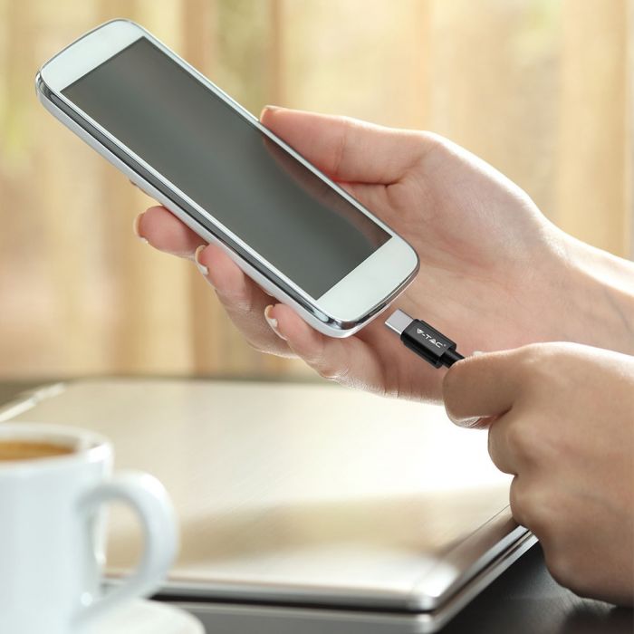 1m 2,4A V-TAC MICRO USB-kabel svart