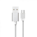 1m 2.4A V-TAC MICRO USB kabelis sudraba