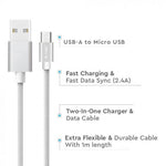 1m 2.4A V-TAC MICRO USB kabelis sudraba