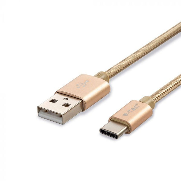 1m 2.4A V-TAC TYPE-C USB kabelis zelta