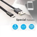 1m 2.4A V-TAC MICRO USB kabelis melns