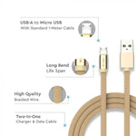 1m 2,4A V-TAC MICRO USB-kabel guld