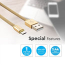 1m 2.4A V-TAC MICRO USB cable gold