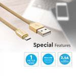1m 2,4A V-TAC MICRO USB-kabel guld
