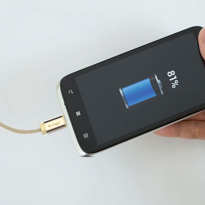 1m 2.4A V-TAC MICRO USB cable gold