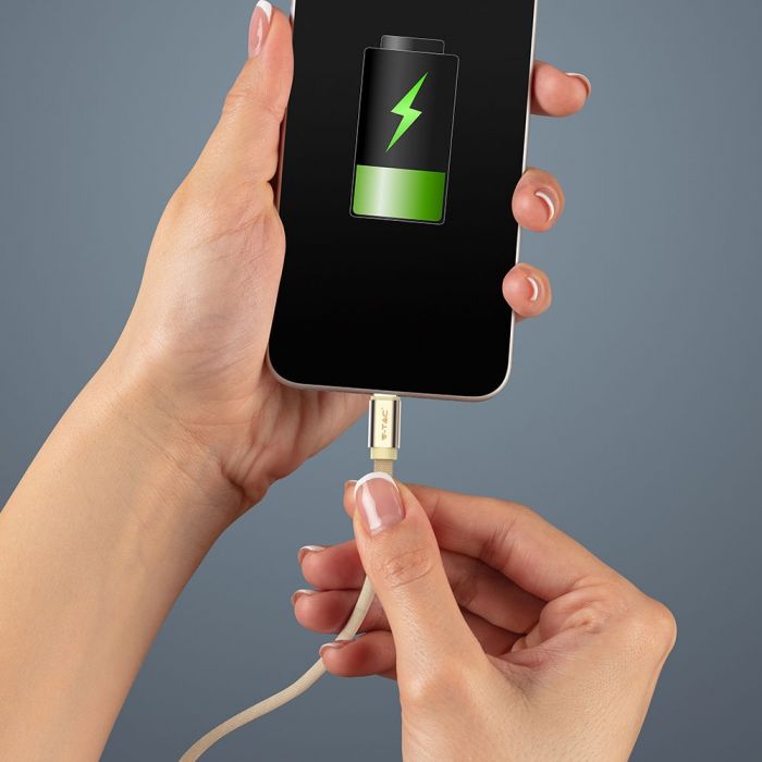 1m 2.4A V-TAC MICRO USB cable gold