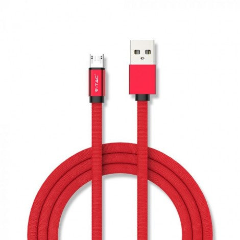 1m 2.4A V-TAC MICRO USB kabelis sarkans