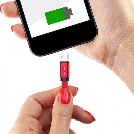 1m 2.4A V-TAC MICRO USB cable red