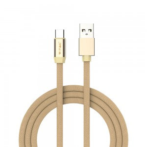 1m 2.4A V-TAC TYPE-C USB cable gold