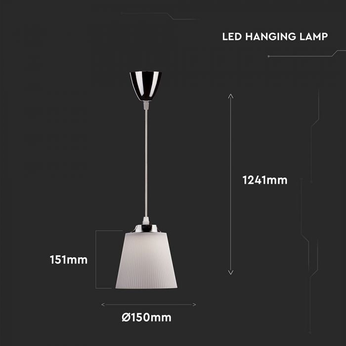 7W(360Lm) LED chandelier, chrome, with white dome, V-TAC, Ø150x151x1241mm, neutral white light 4000K
