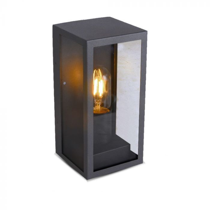 V-TAC Fasādes lampas karkass ar 1xE27 LED spuldzi (spuldze nav iekļauta), spuldze vērsta uz augšu, melna, IP44