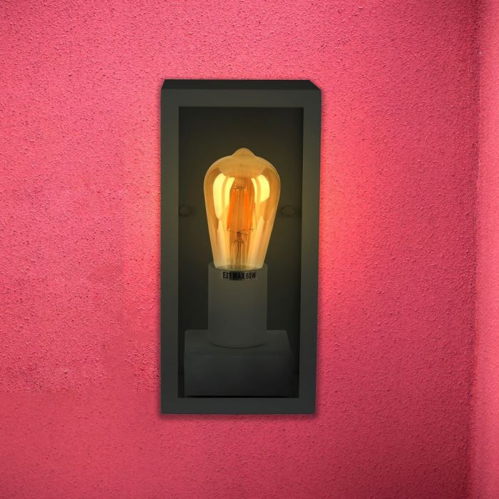 V-TAC Fasādes lampas karkass ar 1xE27 LED spuldzi (spuldze nav iekļauta), spuldze vērsta uz augšu, melna, IP44