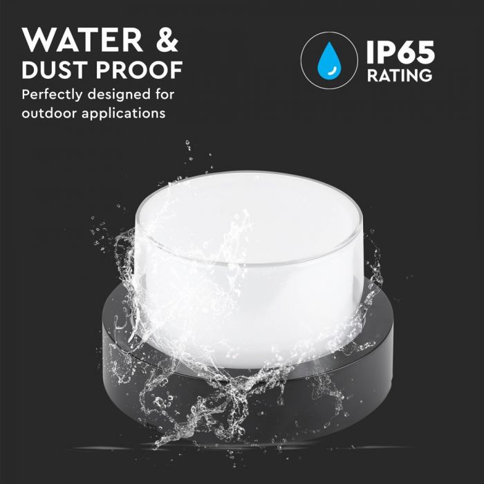 12W(1200Lm) LED Fasādes gaismeklis, V-TAC, IP65, apaļš, silti balta gaisma 3000K