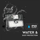 5W(500Lm) LED solārais gaismeklis, 3.7V Litija baterija 3000mAh, paredzēts ēku fasādēm, PIR sensors, IP65, V-TAC, neitrāli balta gaisma 4000K