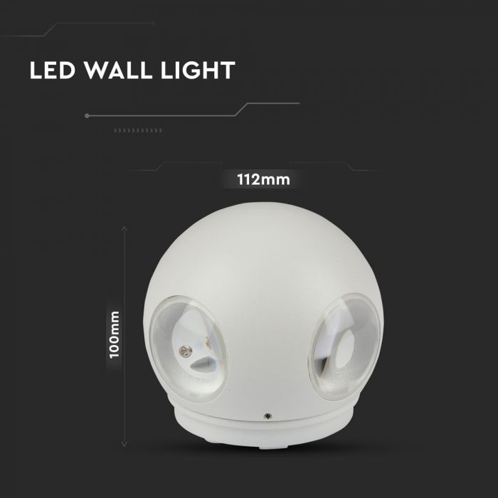 Фасадный светодиодный светильник 4W(420Lm), V-TAC, IP65, белый, теплый белый свет 3000K