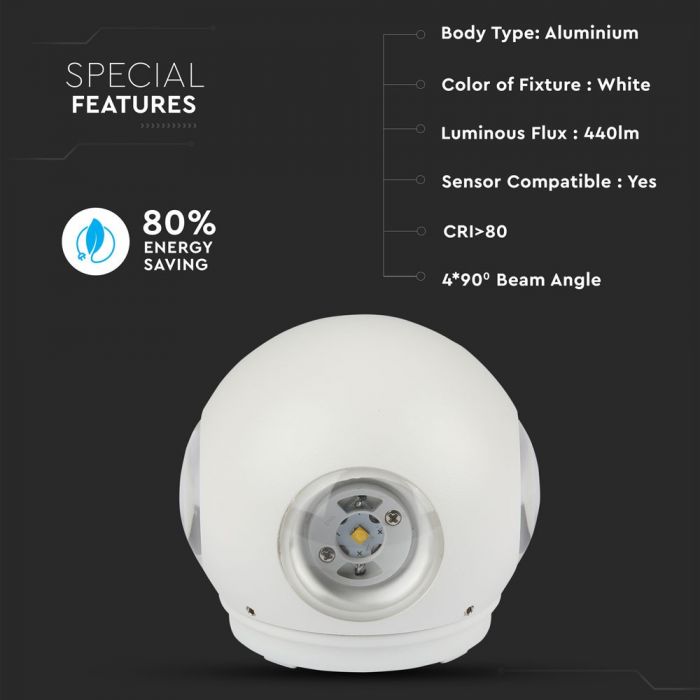 4W(420Lm) LED Facade light, V-TAC, IP65, white, neutral white light 4000K
