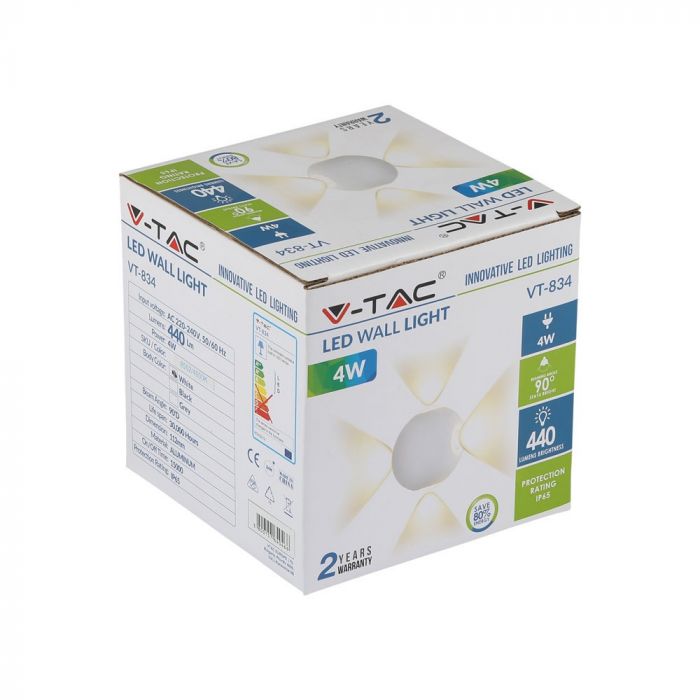 4W(420Lm) LED-fassaadivalgusti, V-TAC, IP65, valge, neutraalne valge 4000K