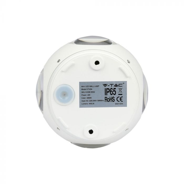 4W(420Lm) LED-fassaadivalgusti, V-TAC, IP65, valge, neutraalne valge 4000K