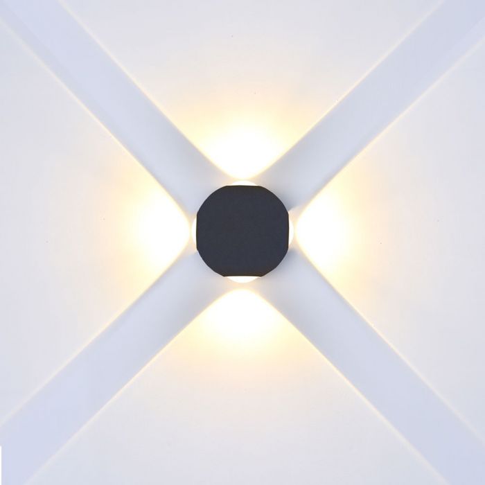 4W(420Lm) LED Fasādes gaismeklis, V-TAC, IP65, melna, silti balta gaisma 3000K