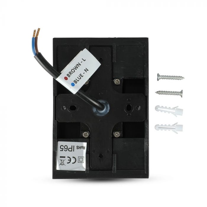 4W(400Lm) LED Fasādes gaismeklis, IP65, V-TAC, melns, silti balta gaisma 3000K