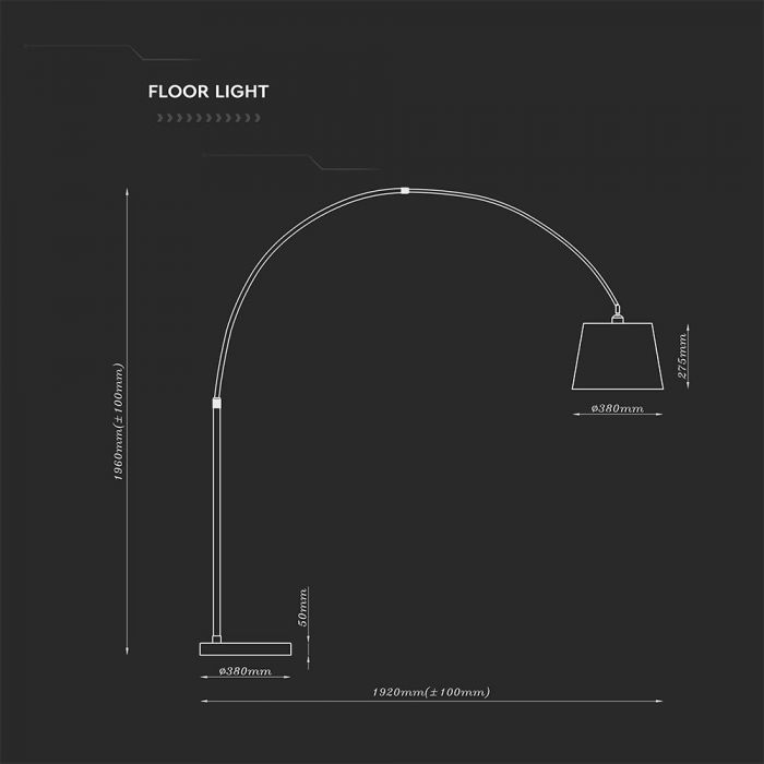 Grīdas lampa uz E27 cokolu, max60W, IP20, V-TAC