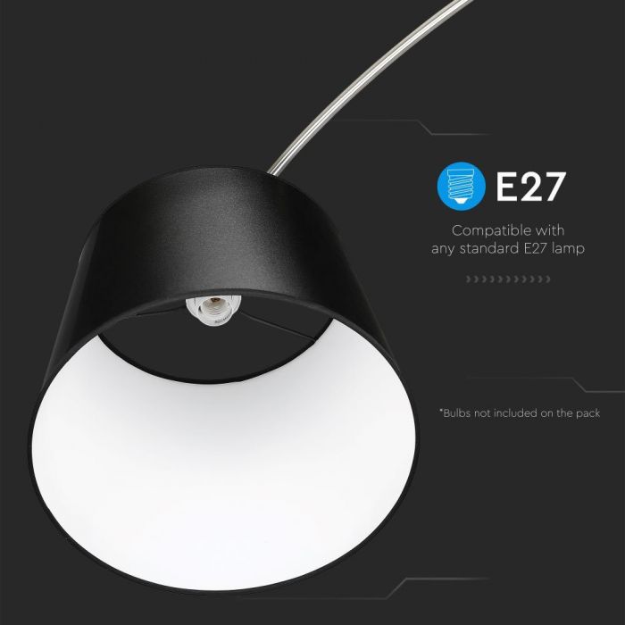 Golvlampa för E27-sockel, max60W, IP20, V-TAC