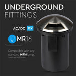 12V V-TAC aialamp, roostevabast terasest korpus, süvistatav, 1 aken, MR16, IP67, max 20W, W1