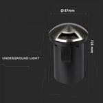 12V V-TAC aialamp, roostevabast terasest korpus, süvistatav, 1 aken, MR16, IP67, max 20W, W1