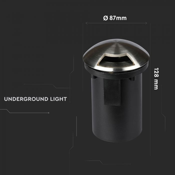 12V V-TAC aialamp, roostevabast terasest korpus, süvistatav, 1 aken, MR16, IP67, max 20W, W1