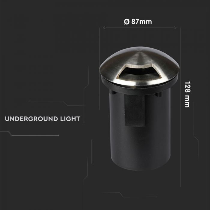 12V V-TAC Garden lamp, stainless steel body, built into the ground, MR16, IP67, max 20W, W1